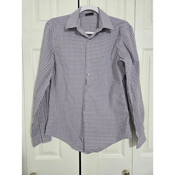 Van Heusen small men's plaid flex slim fit button up long sleeve shirt - Picture 1 of 11